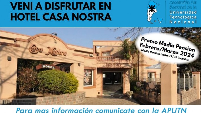 Hotel Casa Nostra - Promoción para afiliados y afiliadas de la APUTN