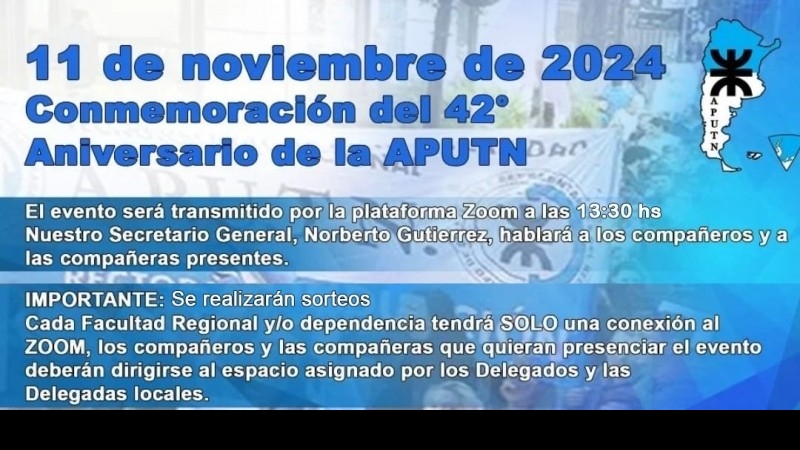 11 de Noviembre - Conmemoración del 42° Aniversario de la APUTN 