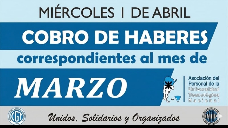 Cobro de haberes correspondientes al mes de marzo